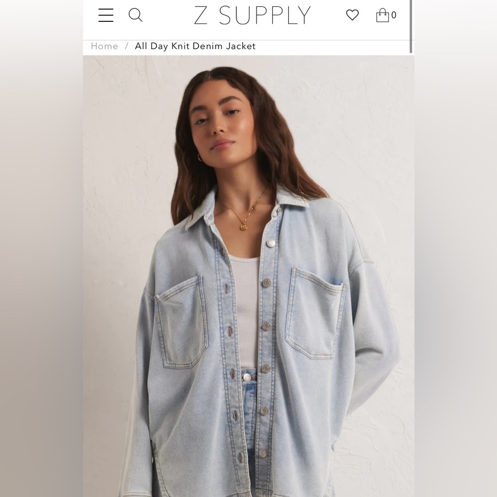 Z Supply All Day Knit Denim Jacket EUC